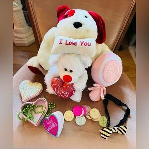 Valentine's Day Kids Accessory Set with Plush Toys and Jewelry Lot